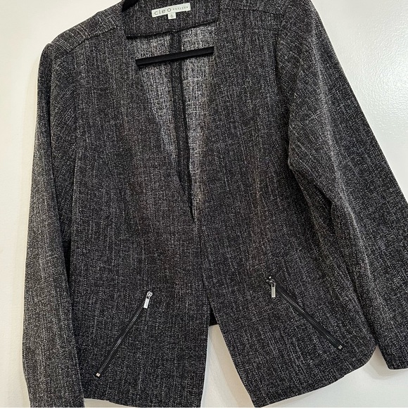 Cleo Petite Collarless Blazer - Size XL - Black/Grey/White - Zipper Pockets - Picture 3 of 8